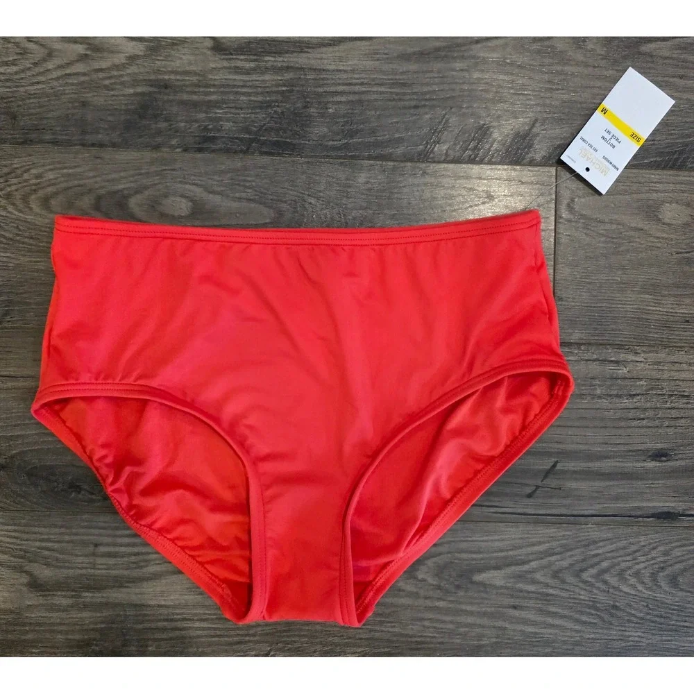 Women's sz M Michael Kors Sea Coral High Waisted Bikini Bottom only MM5W958S